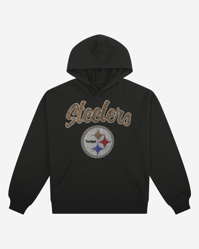 Pittsburgh Steelers Womens Rhinestone Logo Oversized Hoodie FOCO S - FOCO.com