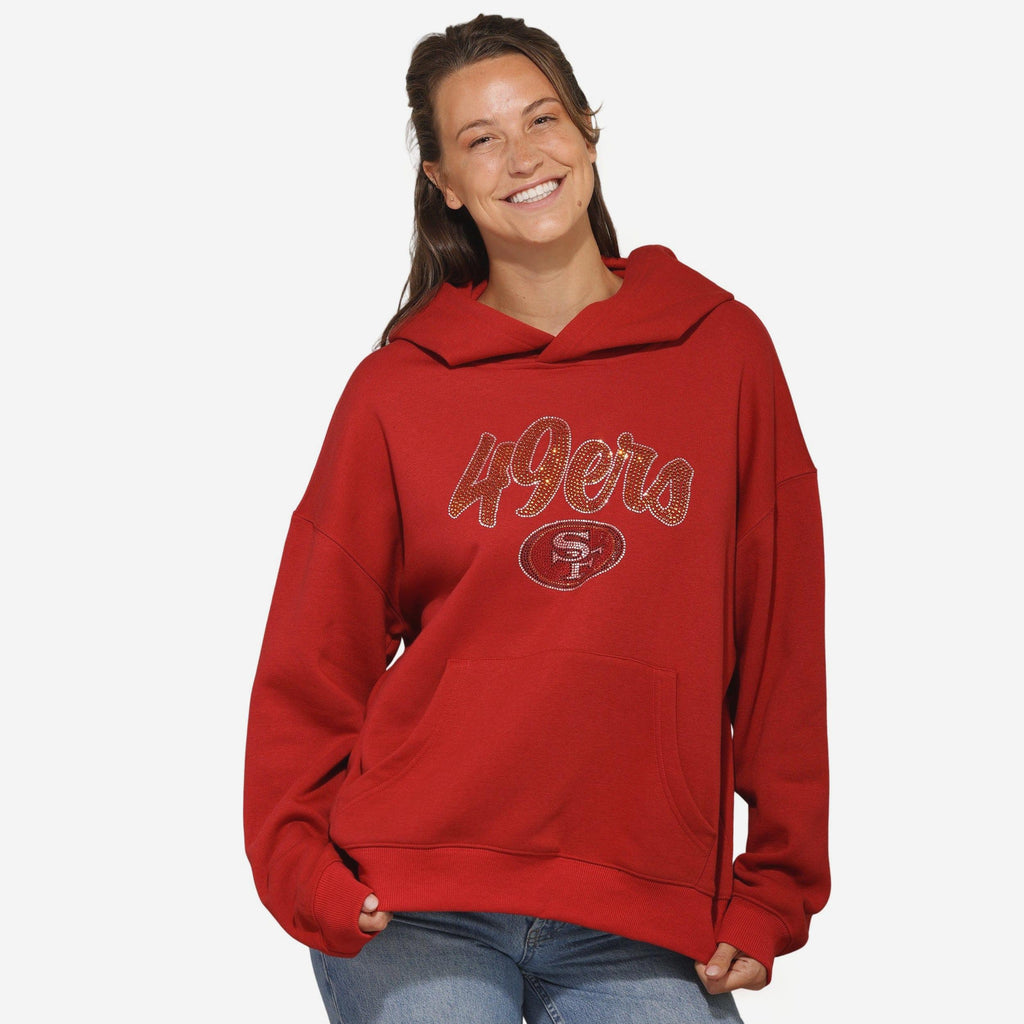 San Francisco 49ers Womens Rhinestone Logo Oversized Hoodie FOCO S - FOCO.com