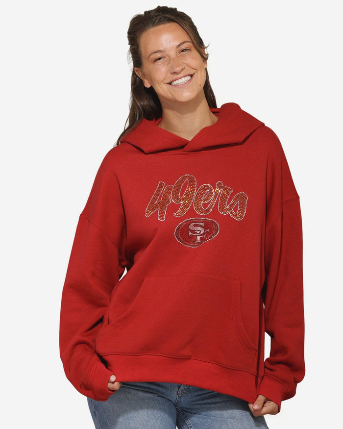 San Francisco 49ers Womens Rhinestone Logo Oversized Hoodie FOCO S - FOCO.com