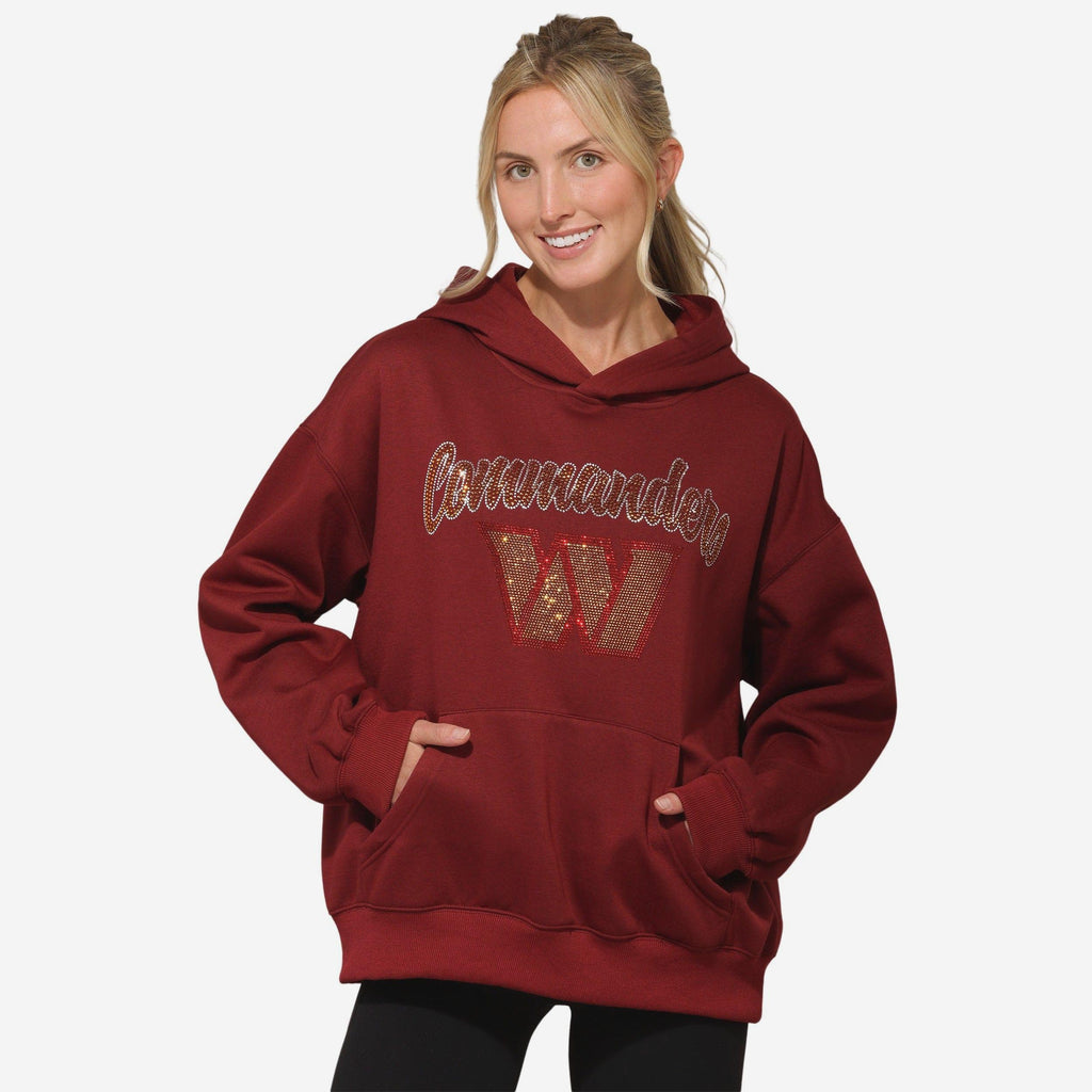 Washington Commanders Womens Rhinestone Logo Oversized Hoodie FOCO