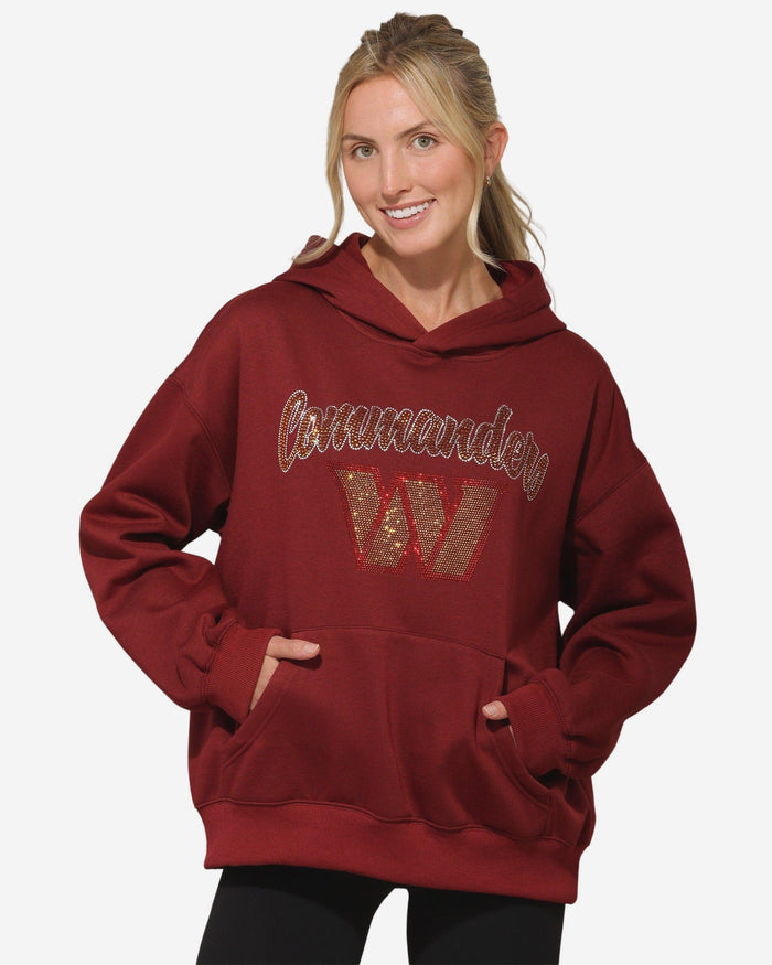 Washington Commanders Womens Rhinestone Logo Oversized Hoodie FOCO S - FOCO.com