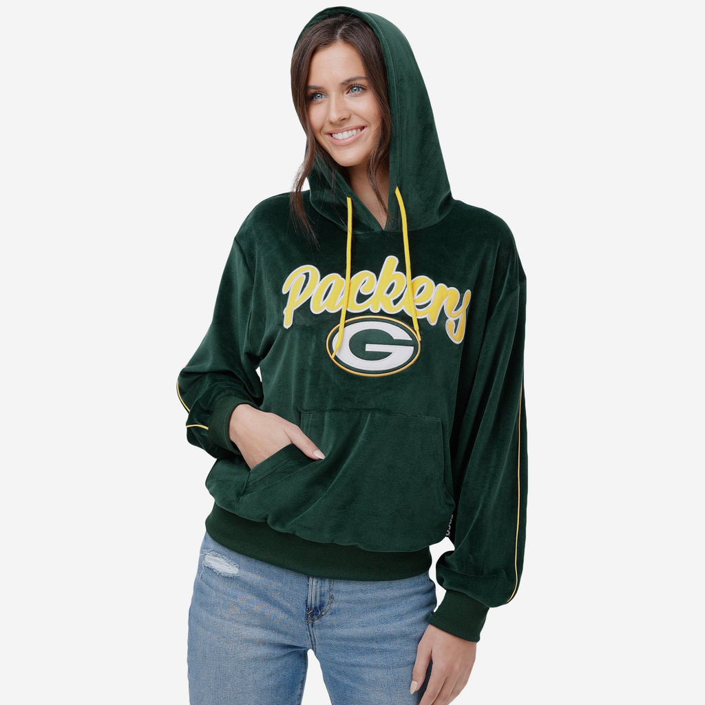 Green Bay Packers Womens Velour Hooded Sweatshirt FOCO S - FOCO.com