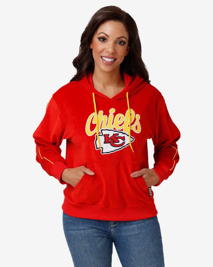 Kansas City Chiefs Womens Velour Hooded Sweatshirt FOCO