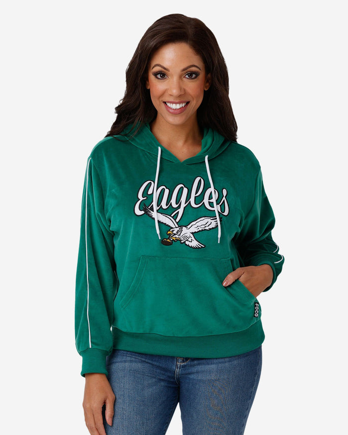 Philadelphia Eagles Womens Kelly Green Velour Hooded Sweatshirt FOCO S - FOCO.com