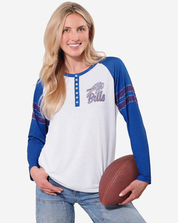 Buffalo Bills Rhinestone Long Sleeve Henley FOCO S - FOCO.com