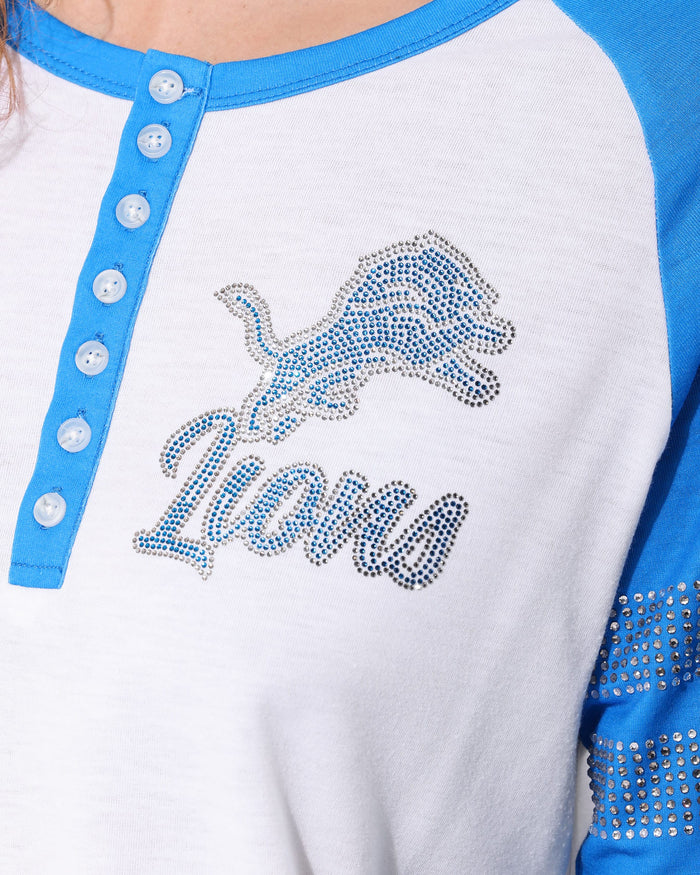 Detroit Lions Rhinestone Long Sleeve Henley FOCO S - FOCO.com