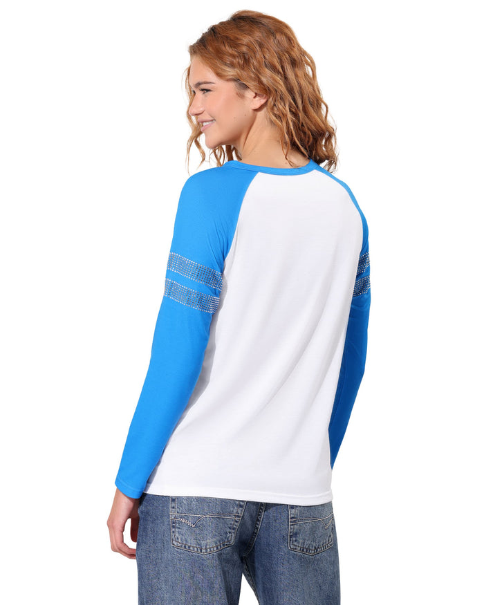 Detroit Lions Rhinestone Long Sleeve Henley FOCO S - FOCO.com