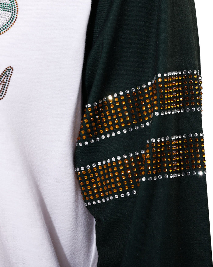 Green Bay Packers Rhinestone Long Sleeve Henley FOCO S - FOCO.com