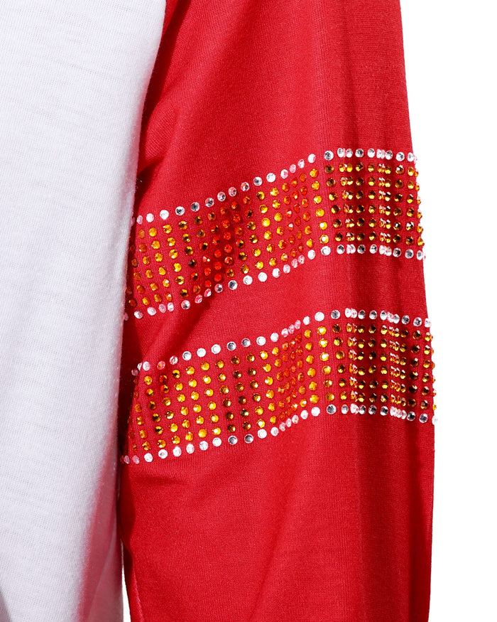 Kansas City Chiefs Rhinestone Long Sleeve Henley FOCO S - FOCO.com