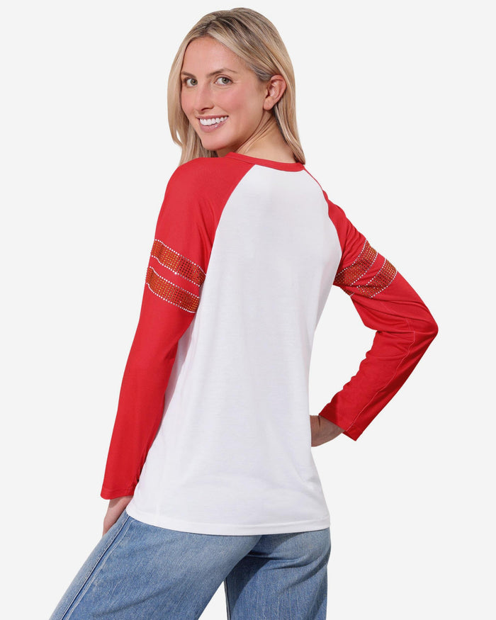 Kansas City Chiefs Rhinestone Long Sleeve Henley FOCO S - FOCO.com