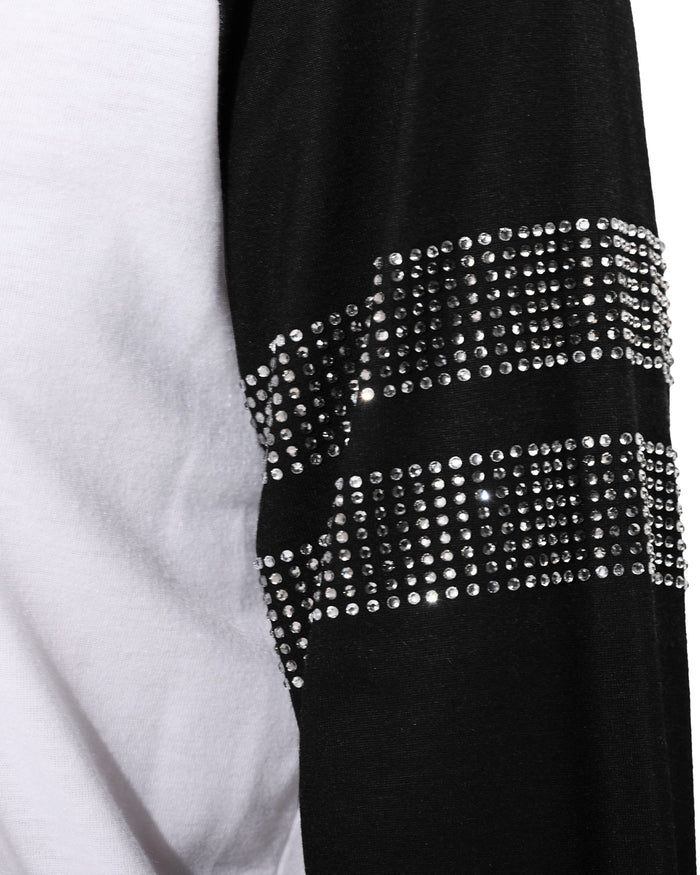 Las Vegas Raiders Rhinestone Long Sleeve Henley FOCO S - FOCO.com