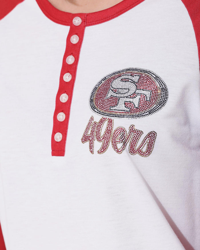 San Francisco 49ers Rhinestone Long Sleeve Henley FOCO S - FOCO.com