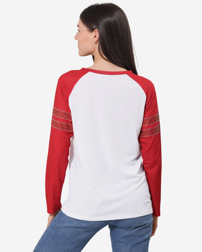 San Francisco 49ers Rhinestone Long Sleeve Henley FOCO S - FOCO.com