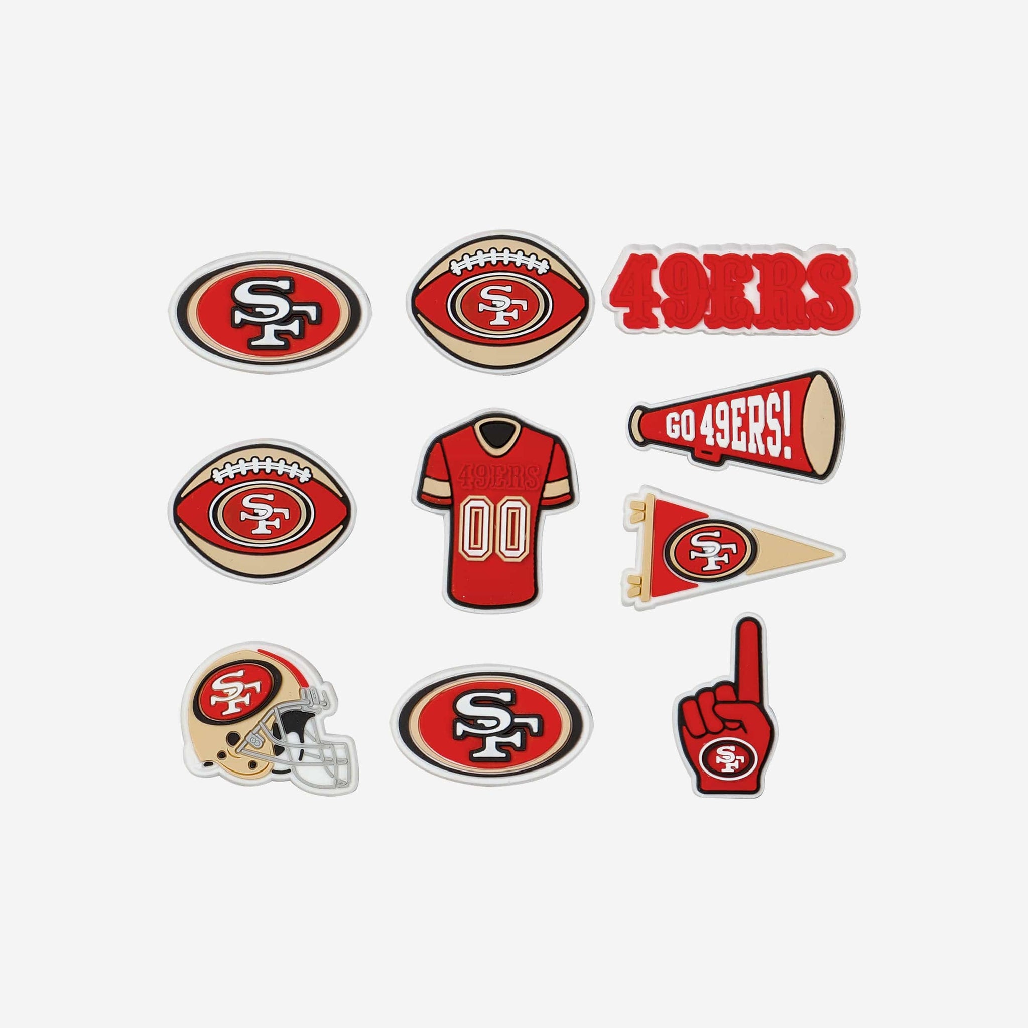 49ers football helmet charm San Francisco 49ers 10 Pack Team Clog Charms FOCO