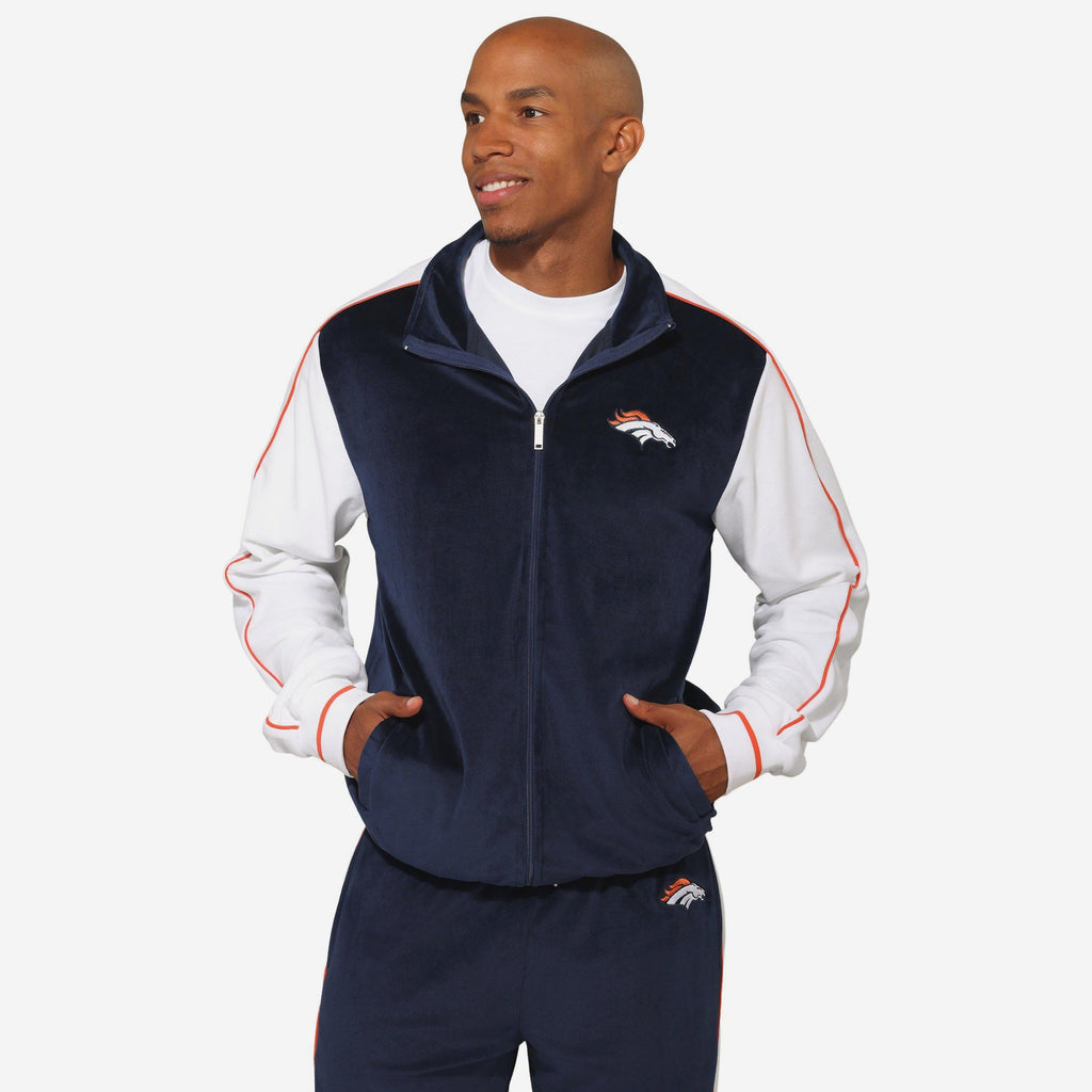Denver Broncos Two Tone Velour Zip Up Top FOCO S - FOCO.com
