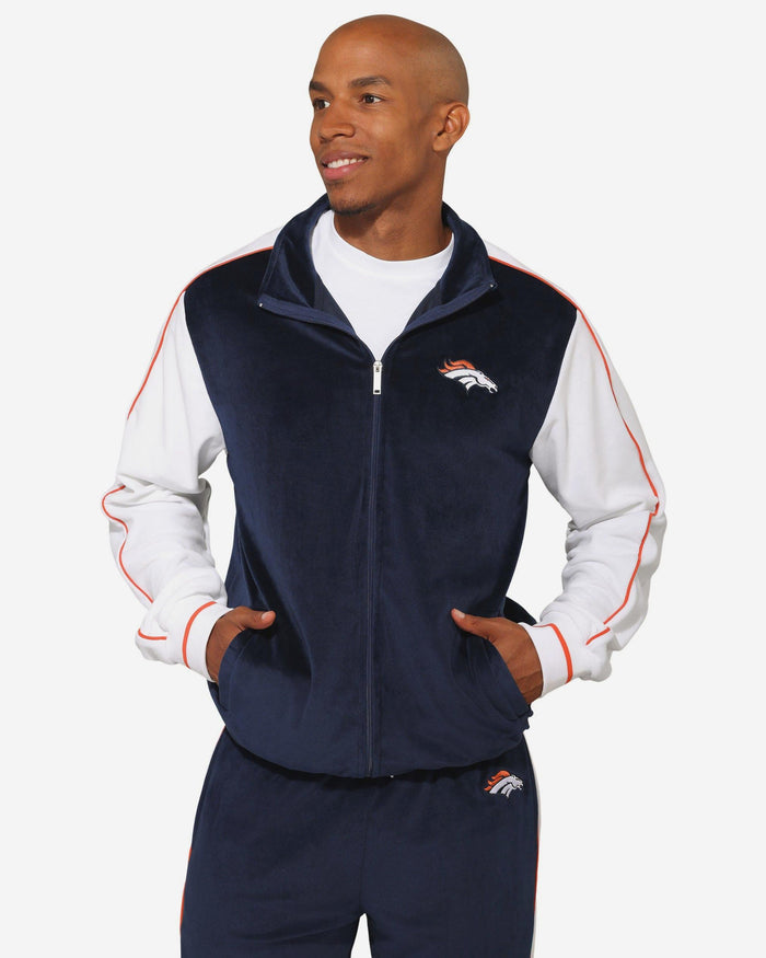 Denver Broncos Two Tone Velour Zip Up Top FOCO S - FOCO.com