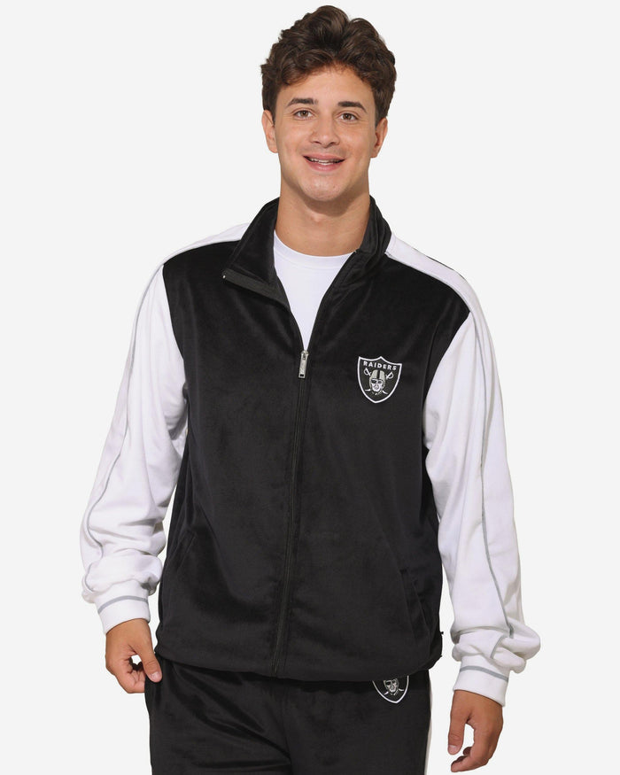Las Vegas Raiders Two Tone Velour Zip Up Top FOCO S - FOCO.com