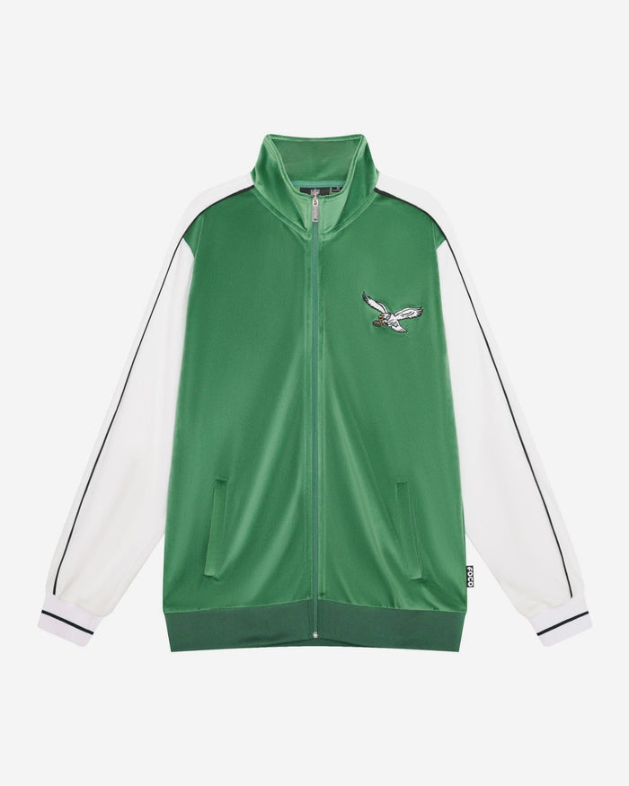 Philadelphia Eagles Kelly Green Two Tone Velour Zip Up Top FOCO S - FOCO.com