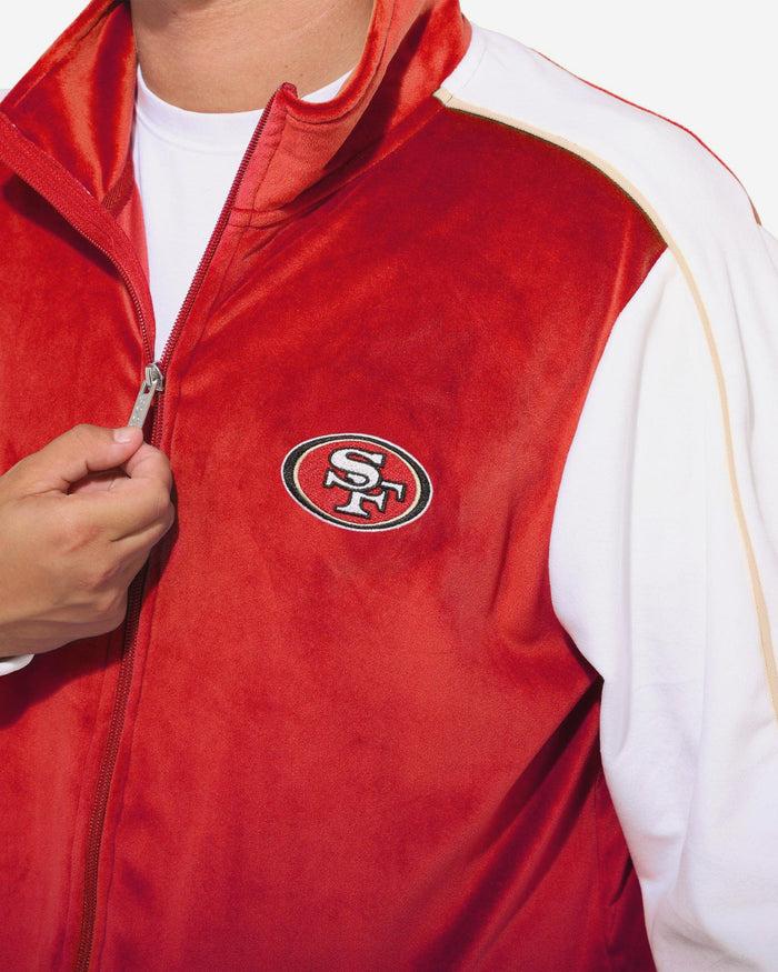 San Francisco 49ers Two Tone Velour Zip Up Top FOCO S - FOCO.com