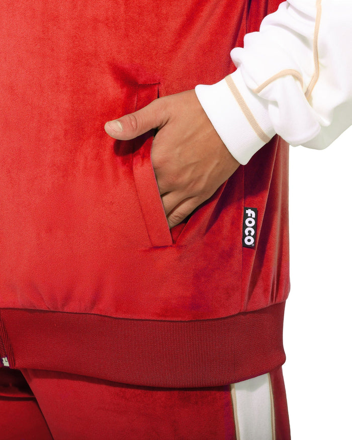 San Francisco 49ers Two Tone Velour Zip Up Top FOCO S - FOCO.com