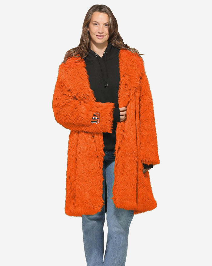 Cincinnati Bengals Faux Fur Long Jacket FOCO XS/S - FOCO.com