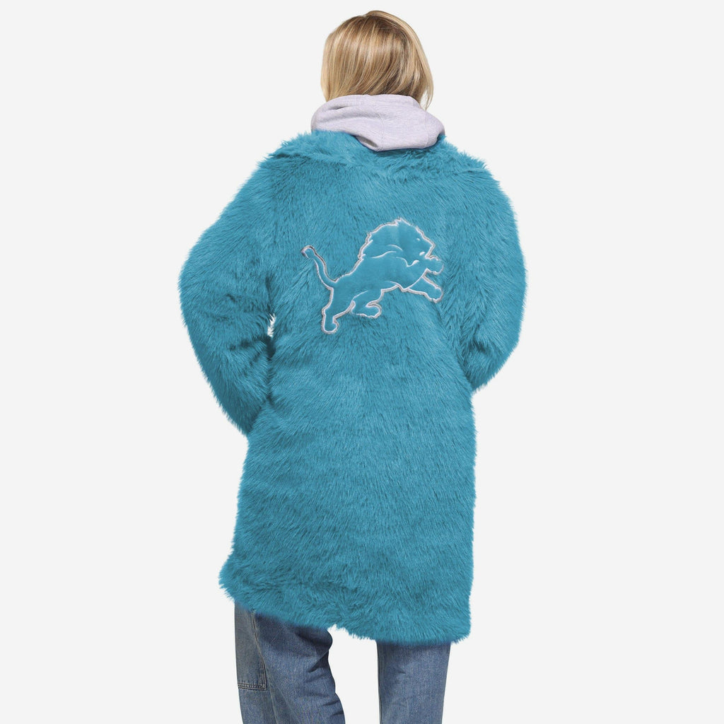 Detroit Lions Faux Fur Long Jacket FOCO XS/S - FOCO.com
