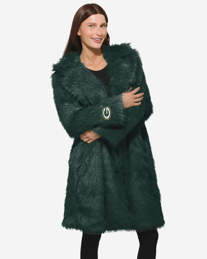 Green Bay Packers Faux Fur Long Jacket FOCO XS/S - FOCO.com