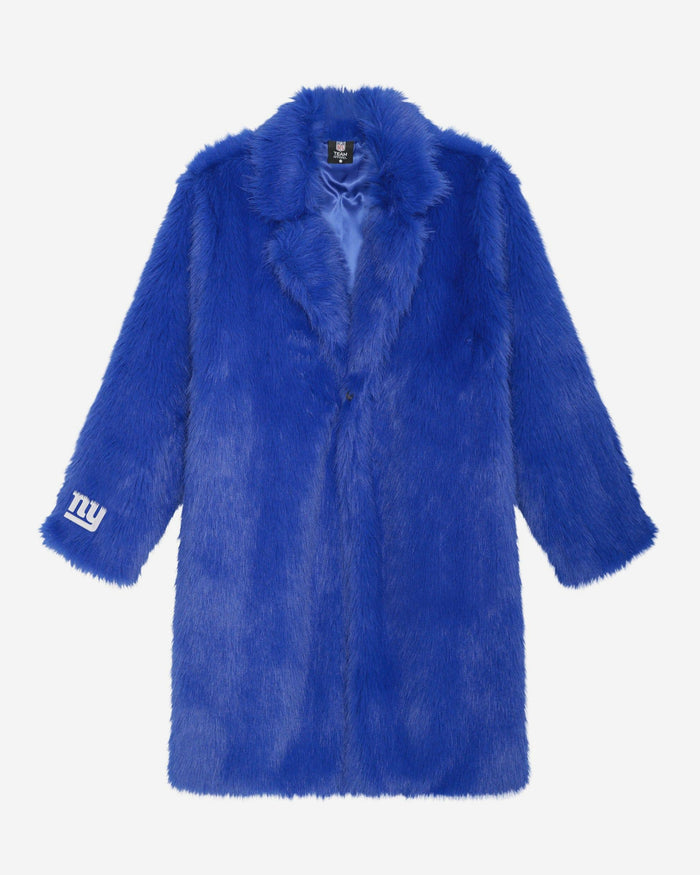 New York Giants Faux Fur Long Jacket FOCO XS/S - FOCO.com