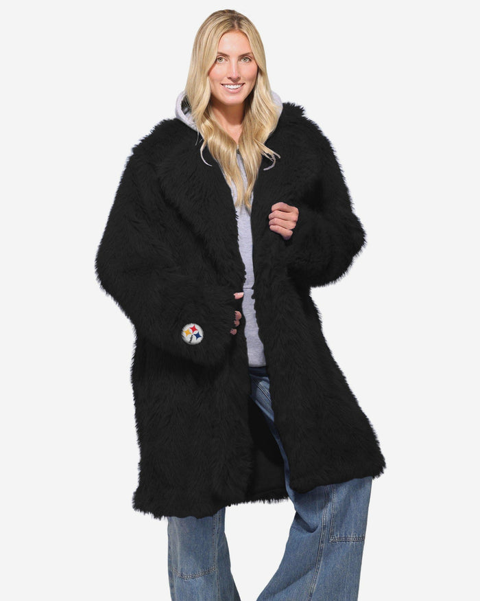 Pittsburgh Steelers Faux Fur Long Jacket FOCO XS/S - FOCO.com