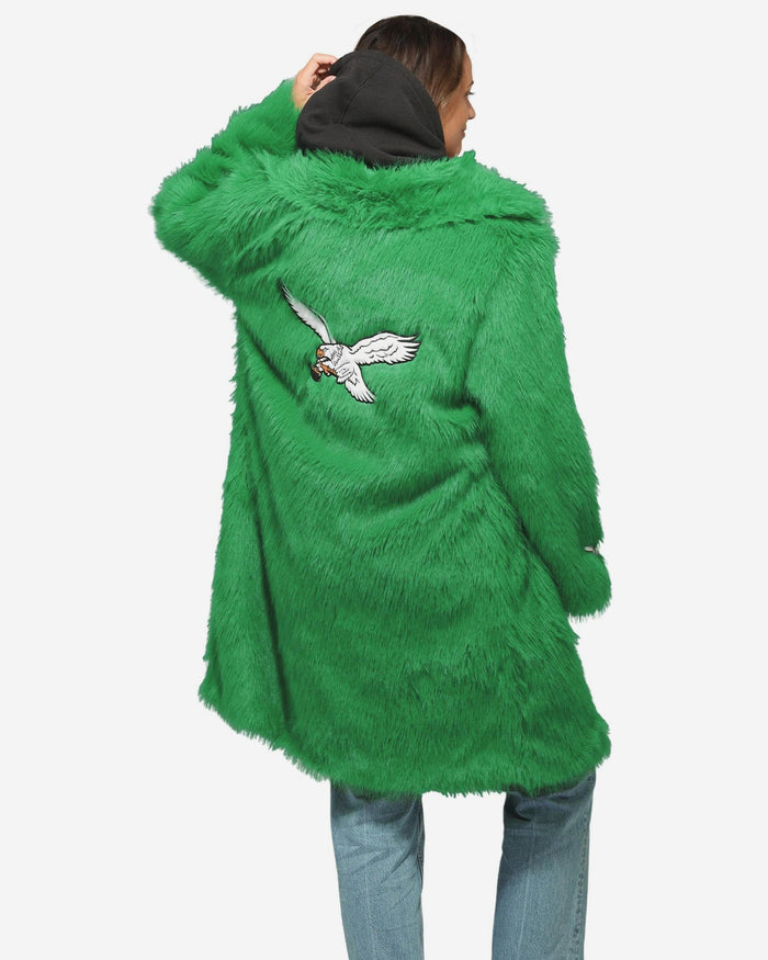 Philadelphia Eagles Kelly Green Faux Fur Long Jacket FOCO XS/S - FOCO.com