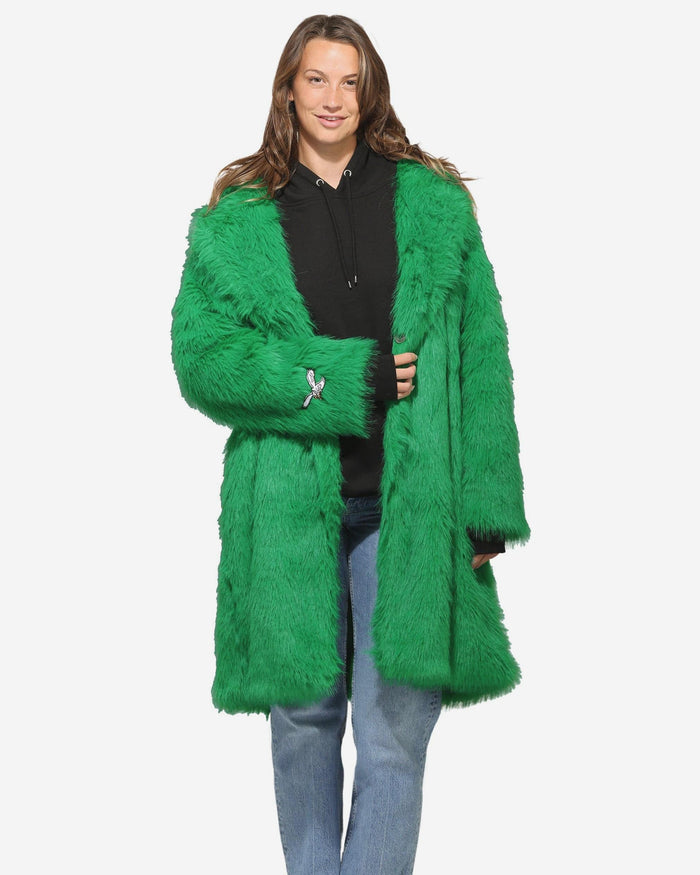 Philadelphia Eagles Kelly Green Faux Fur Long Jacket FOCO XS/S - FOCO.com
