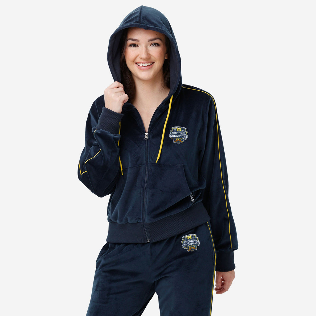 Michigan Wolverines 2023 Football National Champions Womens Velour Zip Up Top FOCO S - FOCO.com
