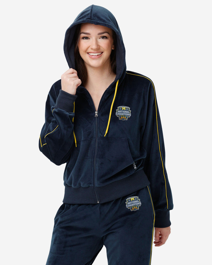 Michigan Wolverines 2023 Football National Champions Womens Velour Zip Up Top FOCO S - FOCO.com