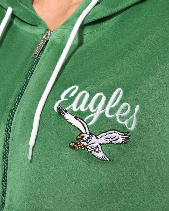 Philadelphia Eagles Womens Kelly Green Two Tone Velour Zip Up Top FOCO S - FOCO.com