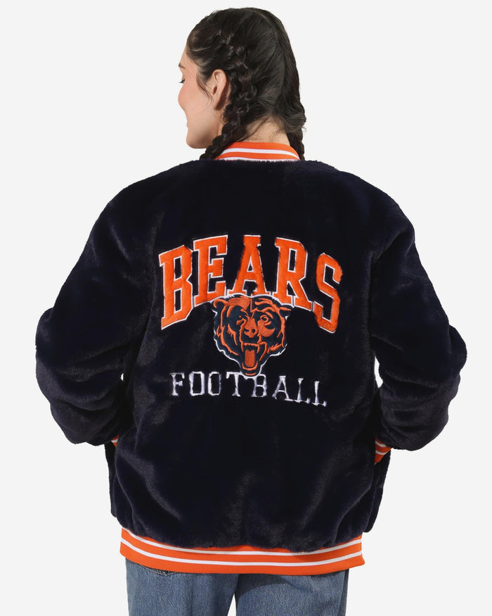 Chicago Bears Womens Oversized Faux Fur Bomber Jacket FOCO S - FOCO.com
