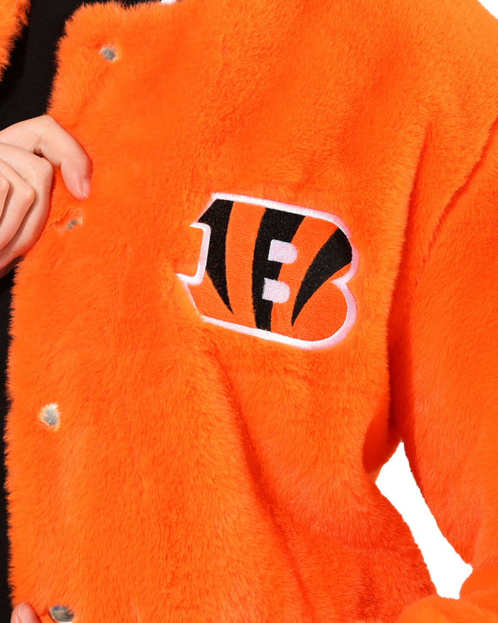 Cincinnati Bengals Womens Oversized Faux Fur Bomber Jacket FOCO S - FOCO.com