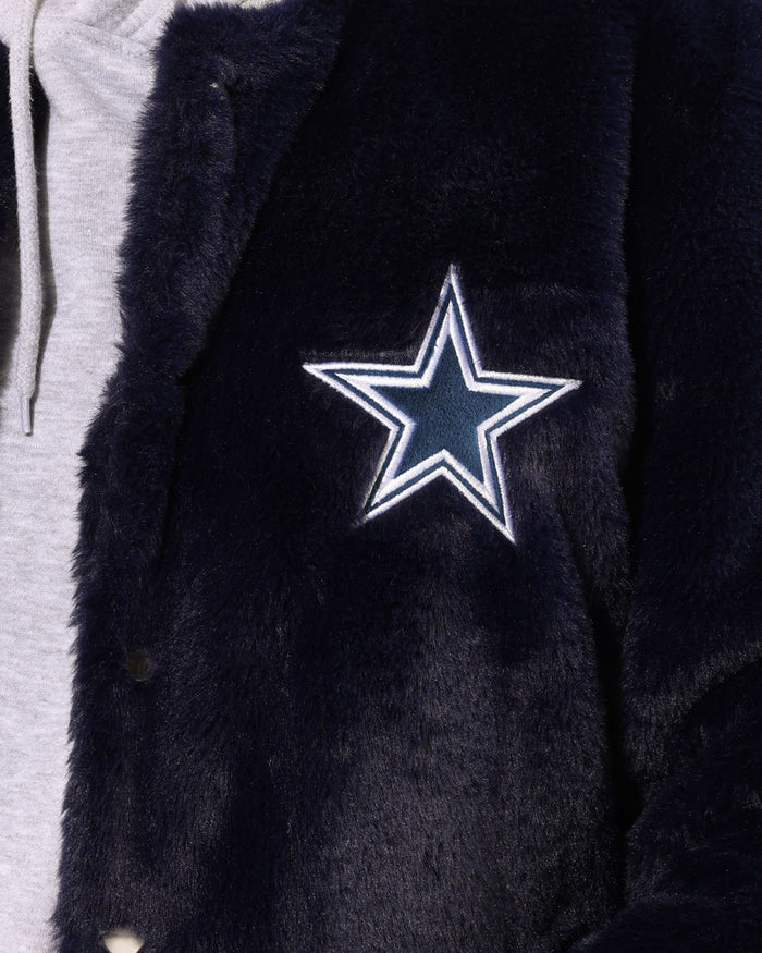 Dallas Cowboys Womens Oversized Faux Fur Bomber Jacket FOCO S - FOCO.com