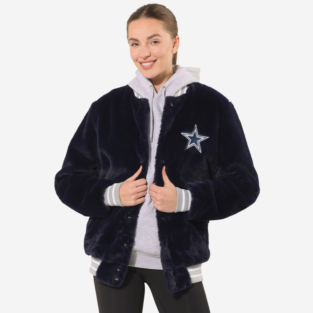 Dallas Cowboys Womens Oversized Faux Fur Bomber Jacket FOCO S - FOCO.com