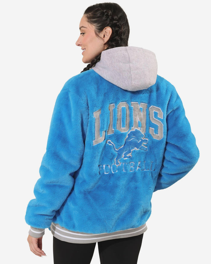 Detroit Lions Womens Oversized Faux Fur Bomber Jacket FOCO S - FOCO.com