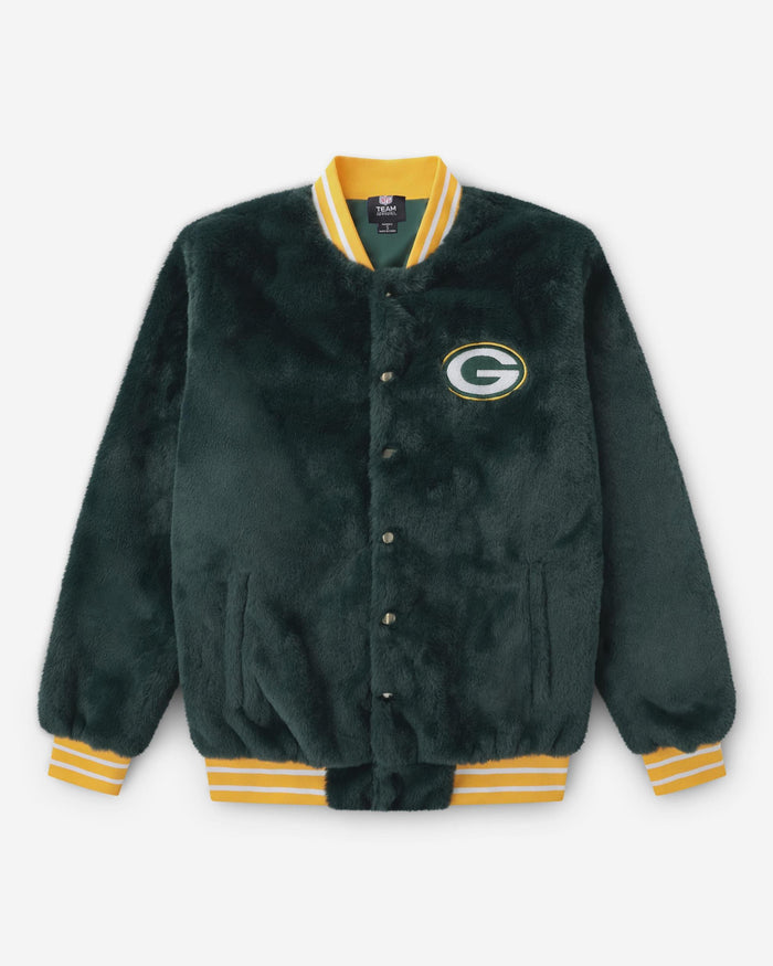 Green Bay Packers Womens Oversized Faux Fur Bomber Jacket FOCO S - FOCO.com
