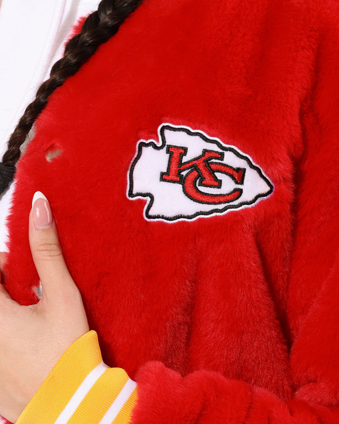 Kansas City Chiefs Womens Oversized Faux Fur Bomber Jacket FOCO S - FOCO.com