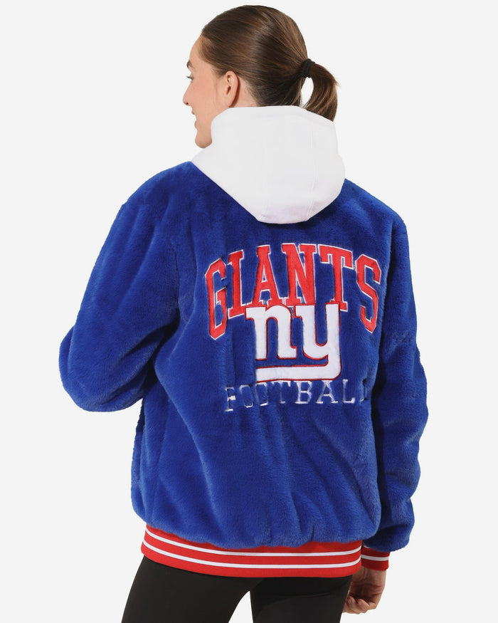 New York Giants Womens Oversized Faux Fur Bomber Jacket FOCO S - FOCO.com
