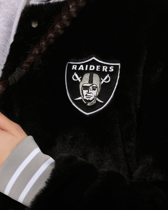 Las Vegas Raiders Womens Oversized Faux Fur Bomber Jacket FOCO S - FOCO.com