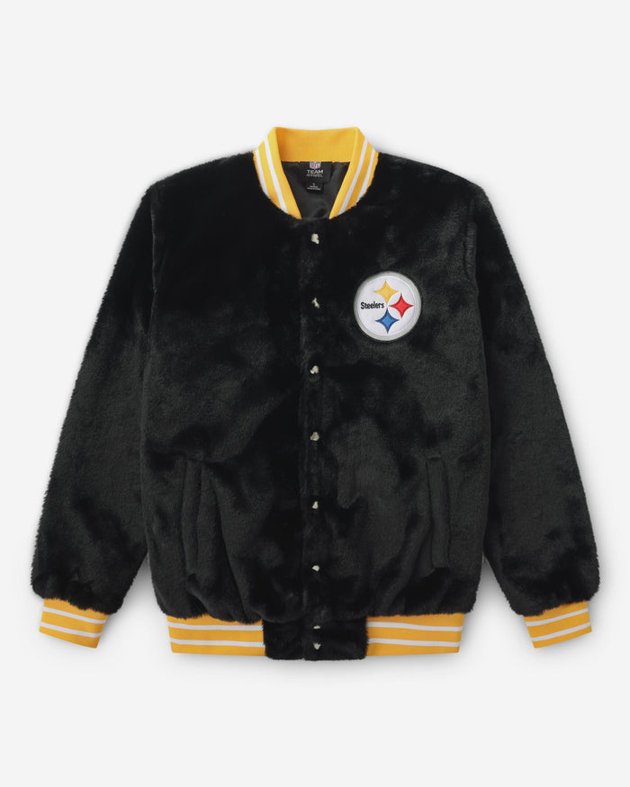 Pittsburgh Steelers Womens Oversized Faux Fur Bomber Jacket FOCO S - FOCO.com