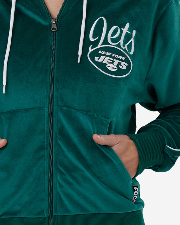 New York Jets 2019 Retro Womens Velour Zip Up Top FOCO - FOCO.com