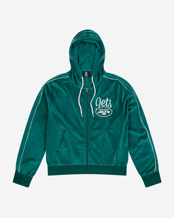 New York Jets 2019 Retro Womens Velour Zip Up Top FOCO - FOCO.com