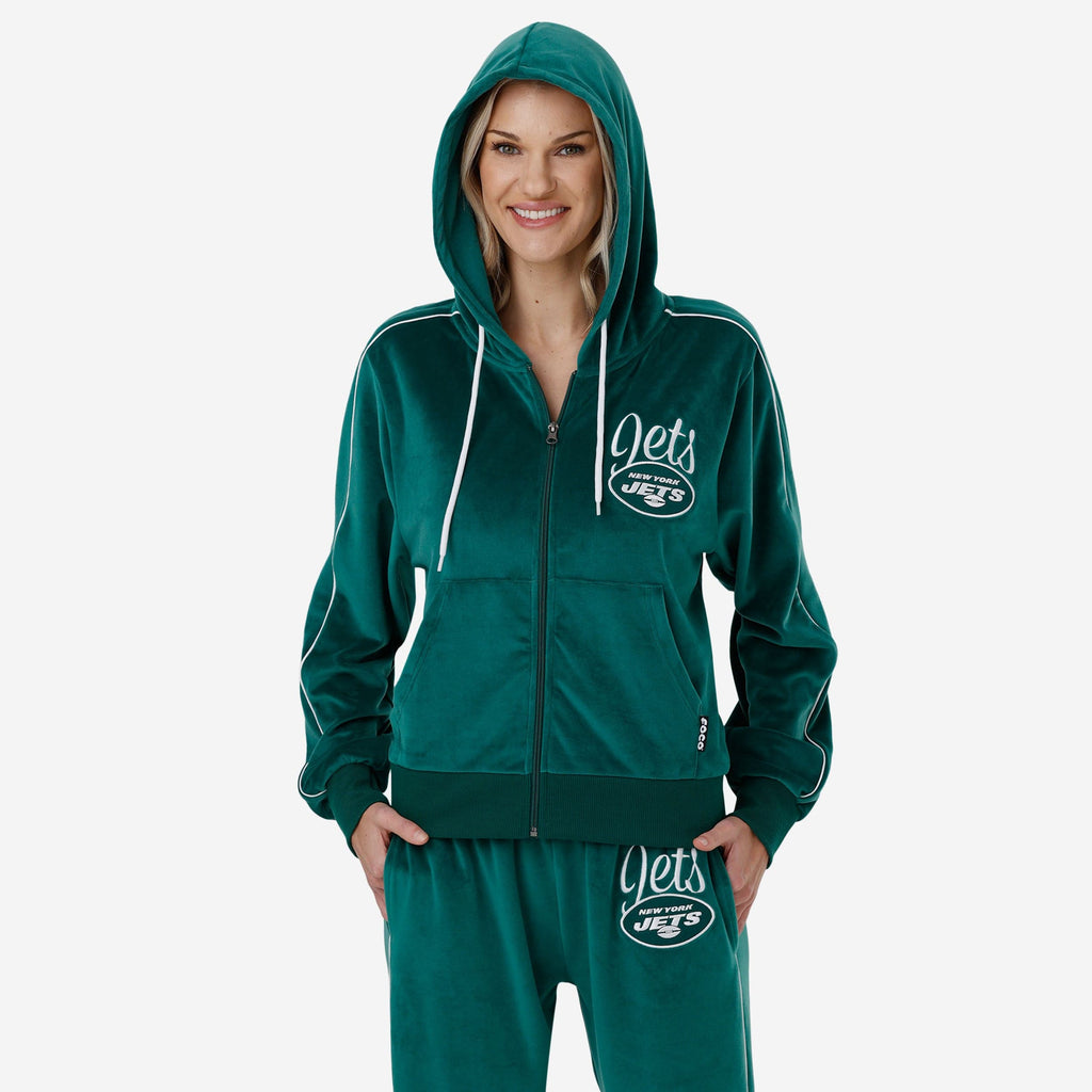 New York Jets 2019 Retro Womens Velour Zip Up Top FOCO S - FOCO.com