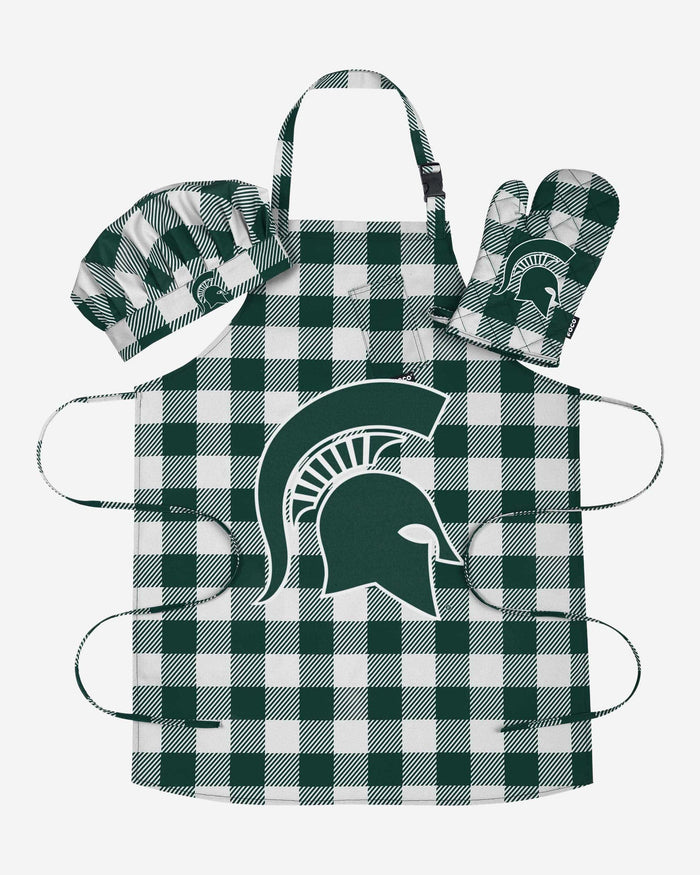 Michigan State Spartans Plaid Chef Set FOCO - FOCO.com
