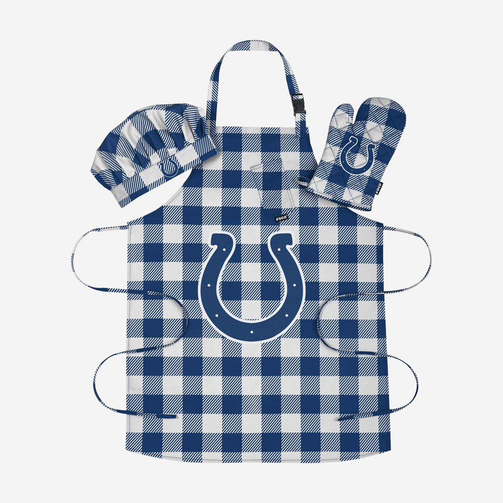 Indianapolis Colts Plaid Chef Set FOCO - FOCO.com