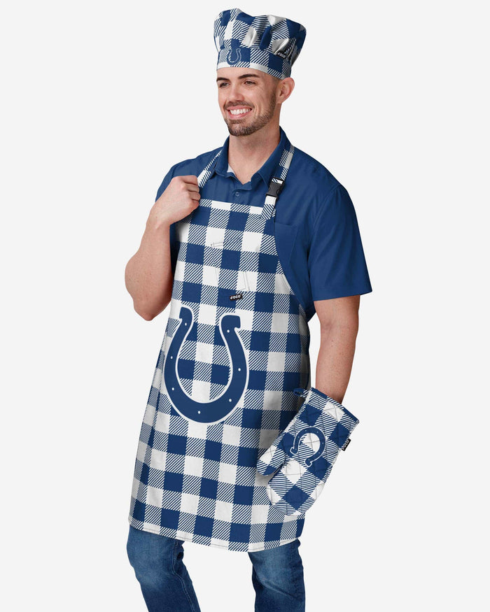 Indianapolis Colts Plaid Chef Set FOCO - FOCO.com